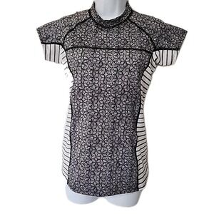 Patagonia Micro Swell Rashguard Black & White UPF 50+ Swim Shirt Women's Small